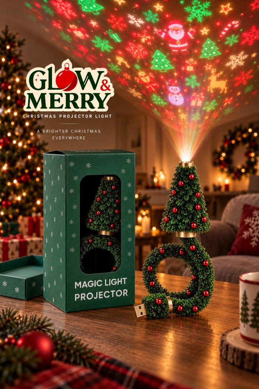 Glow & Merry Christmas Projector Light and its box